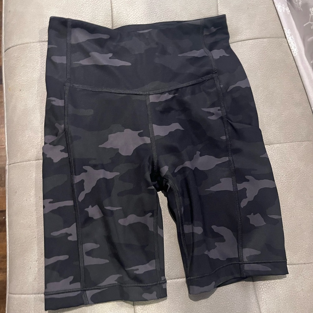 Athleta Black Camo Bike Shorts